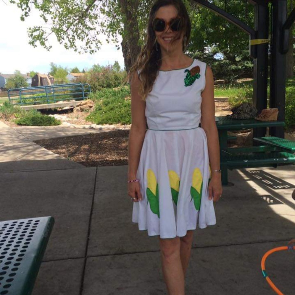 Vintage Handmade 50's 60's Cotton Corn Midi Dress